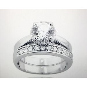2Ct. Round & Channel Sim Diamond w/Gallery Halo Design Wedding Ring Set Sz 9